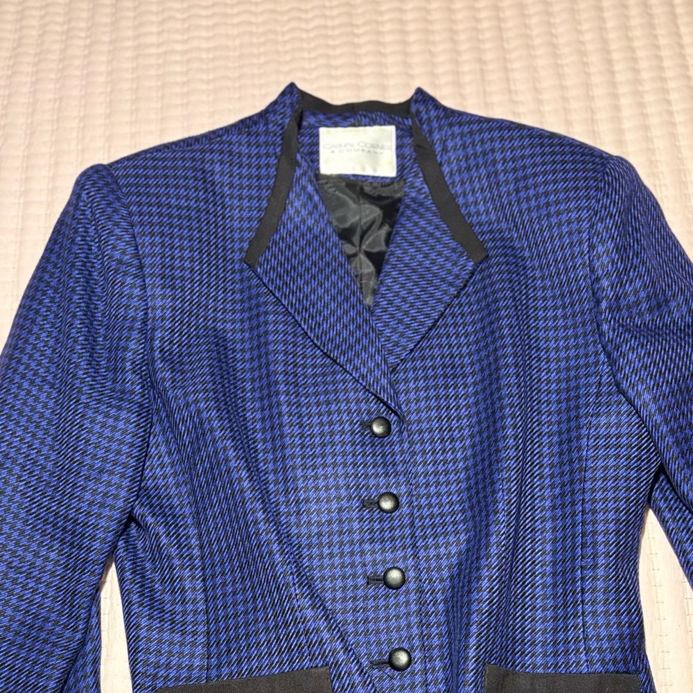 Elegant Blue Houndstooth Jacket